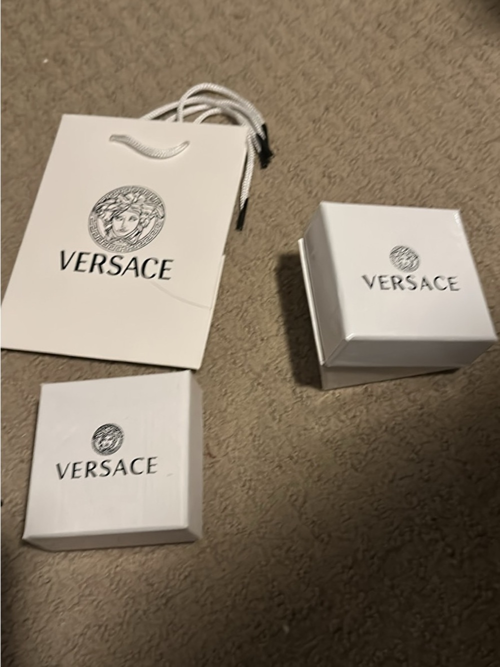 Versace White Logo Gift Boxes and Bag Set